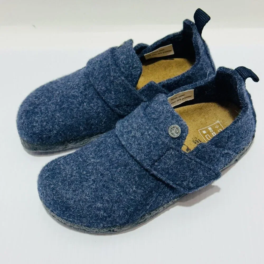 Birkenstock Zermatt HL Fit Blue Wool Felt Slippers Shoes Kids Size 11 /EU 29